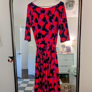 Stylish Women's Dress in Vibrant Pink and Blue